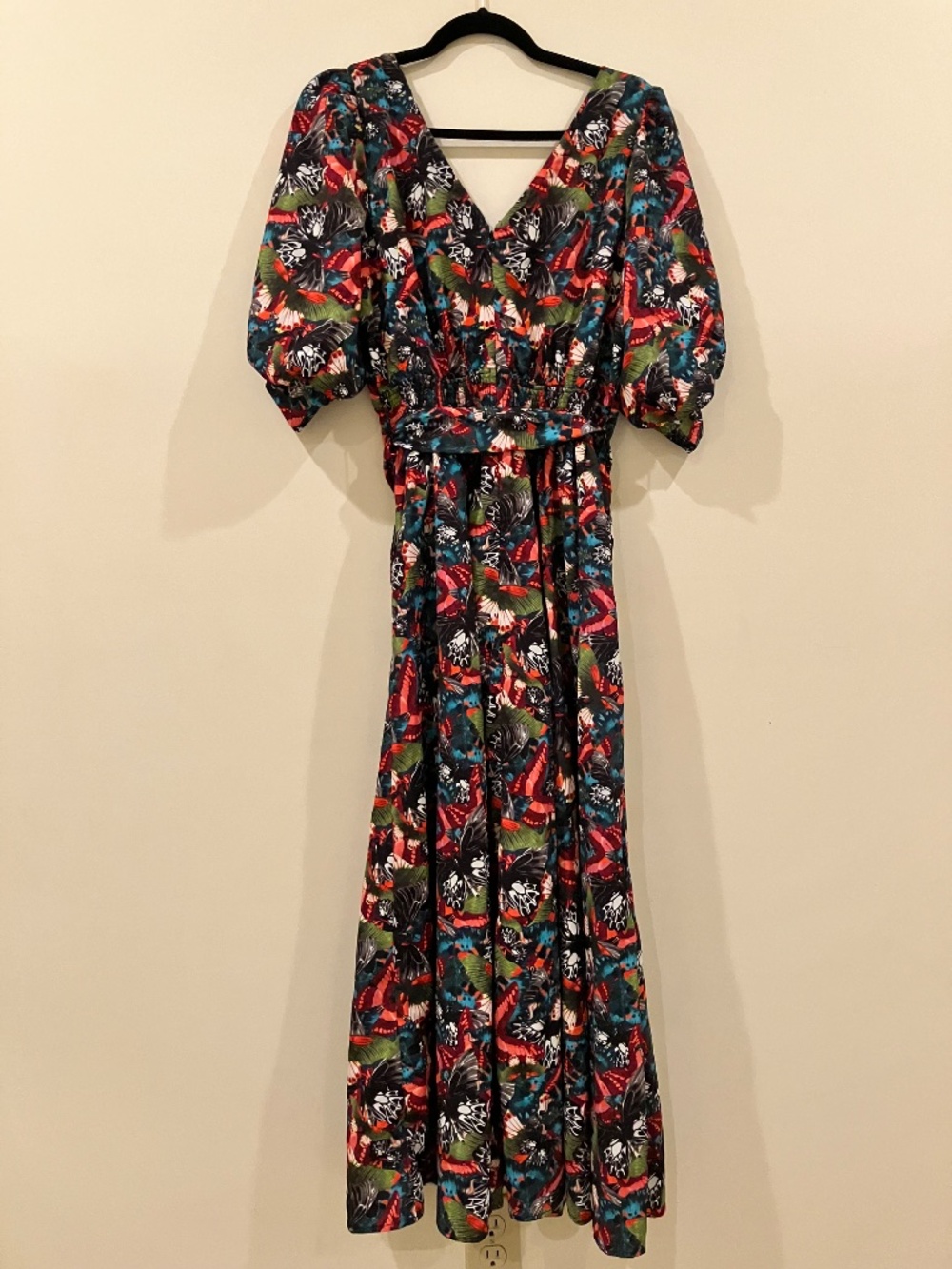 Wayward Fancies Butterfly Pattern Floral Maxi Gown w Pockets